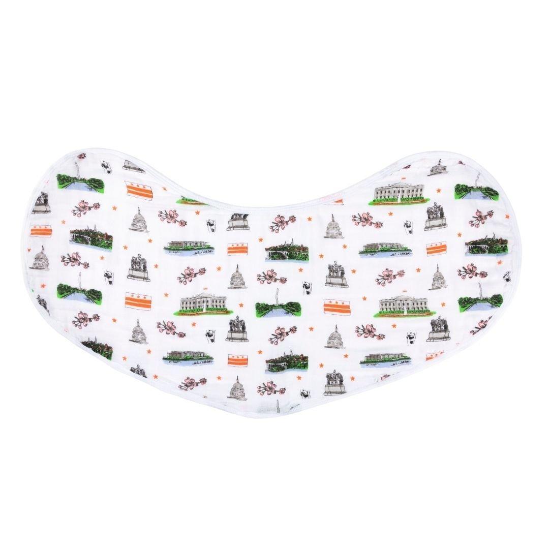 Gift Set: Washington D.C. Baby Muslin Swaddle Blanket and Burp Cloth/Bib Combo