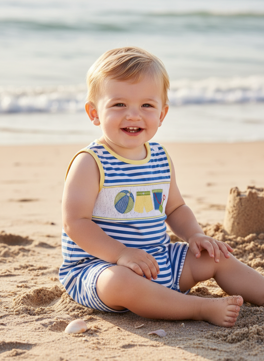 Beach day baby romper