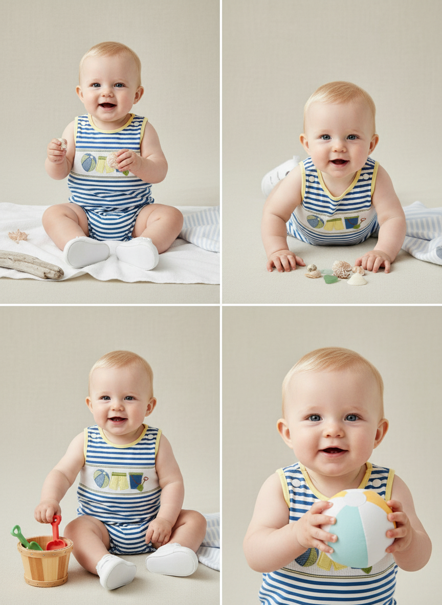 Beach day baby romper