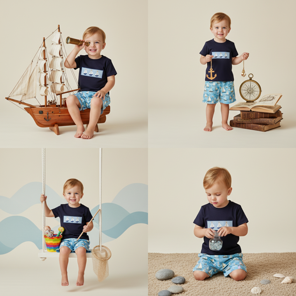 Sailboat Smocked Short set