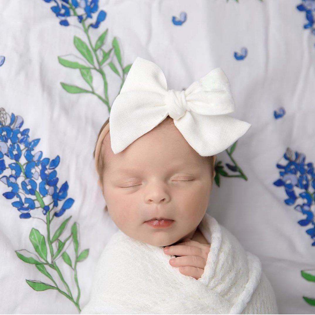 Gift Set: Bluebonnets Baby Muslin Swaddle Blanket and Burp Cloth/Bib Combo