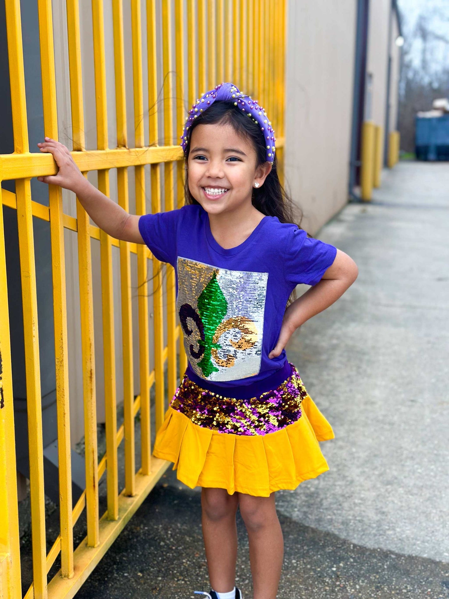 Mardi Gras Creations - Purple and Gold Youth Skort with Sequins