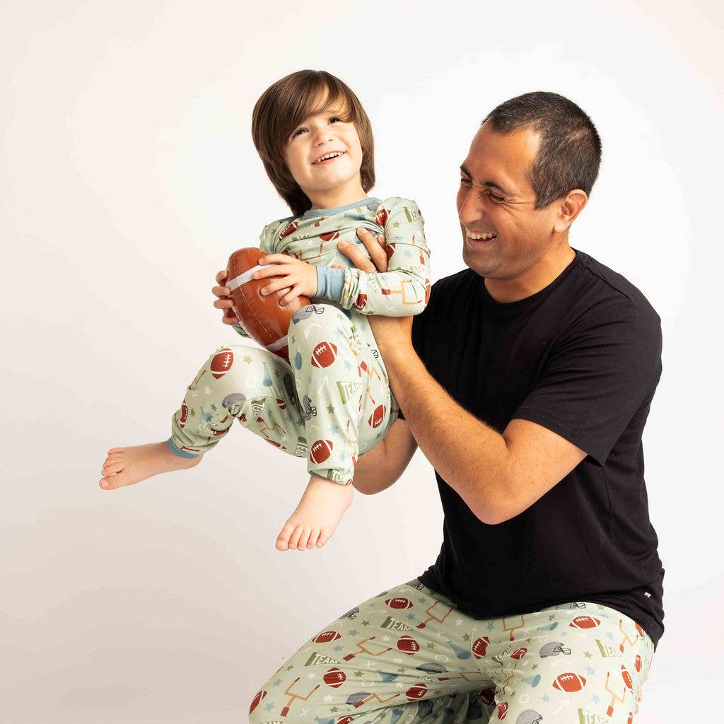 Football game day boys bamboo pajama set back view