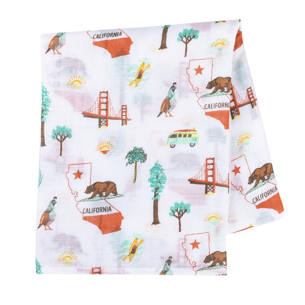 Gift Set: California Baby Muslin Swaddle Blanket and Burp Cloth/Bib Combo