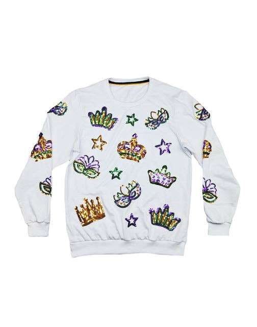 Mardi Gras Creations - Youth Crown & Mask French Terry Pullover