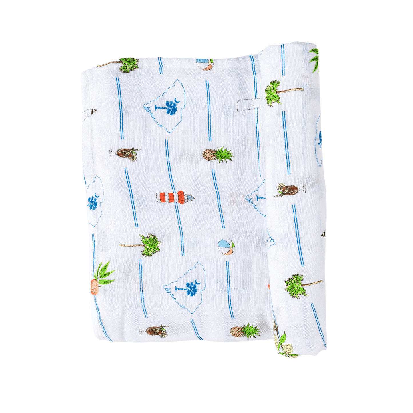 GiftSet: South Carolina Baby Muslin Swaddle Blanket and Burp Cloth/Bib Combo