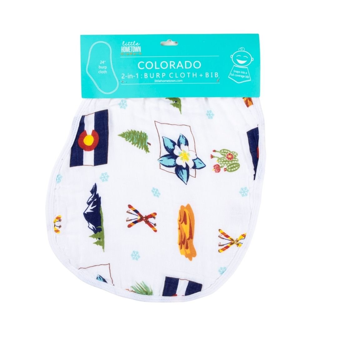 Gift Set: Colorado Baby Muslin Swaddle Blanket and Burp Cloth/Bib Combo