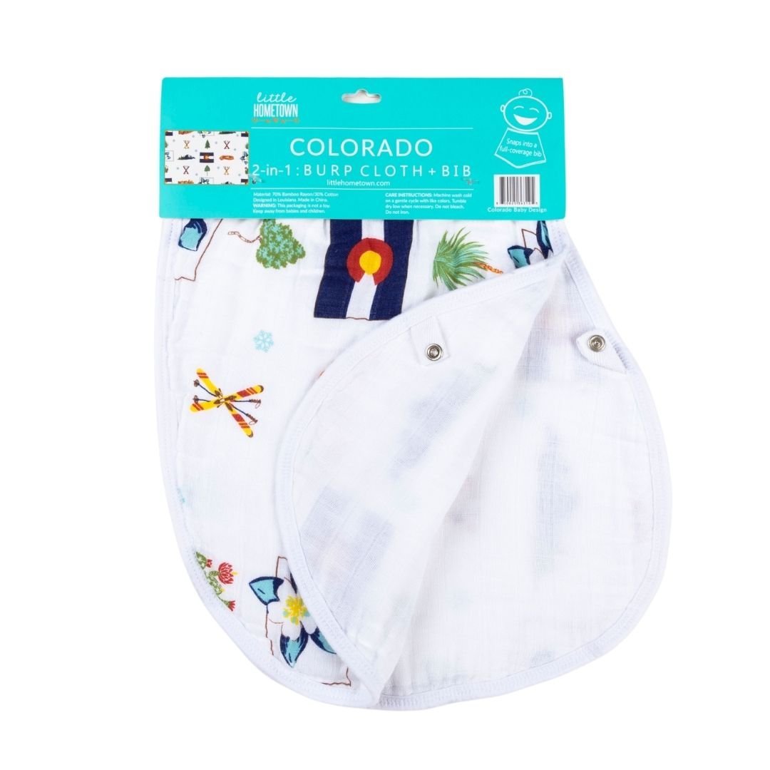 Gift Set: Colorado Baby Muslin Swaddle Blanket and Burp Cloth/Bib Combo