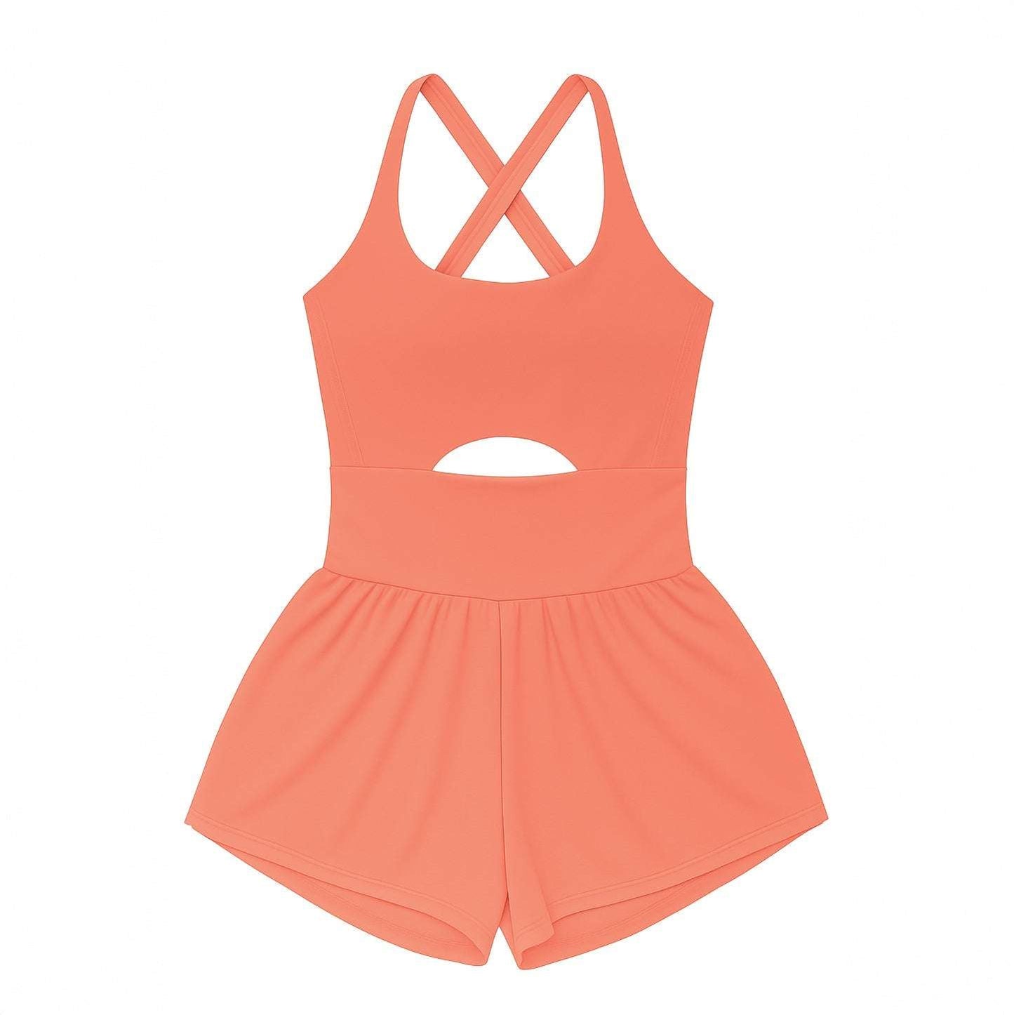 Girls tangerine Haddie romper, back view