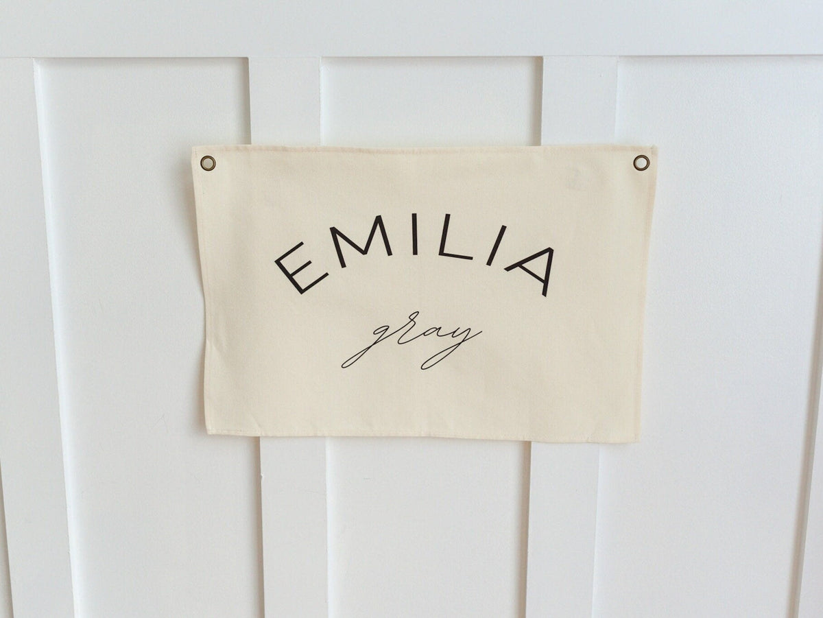 Custom Canvas Name Banner - Butterfly Font