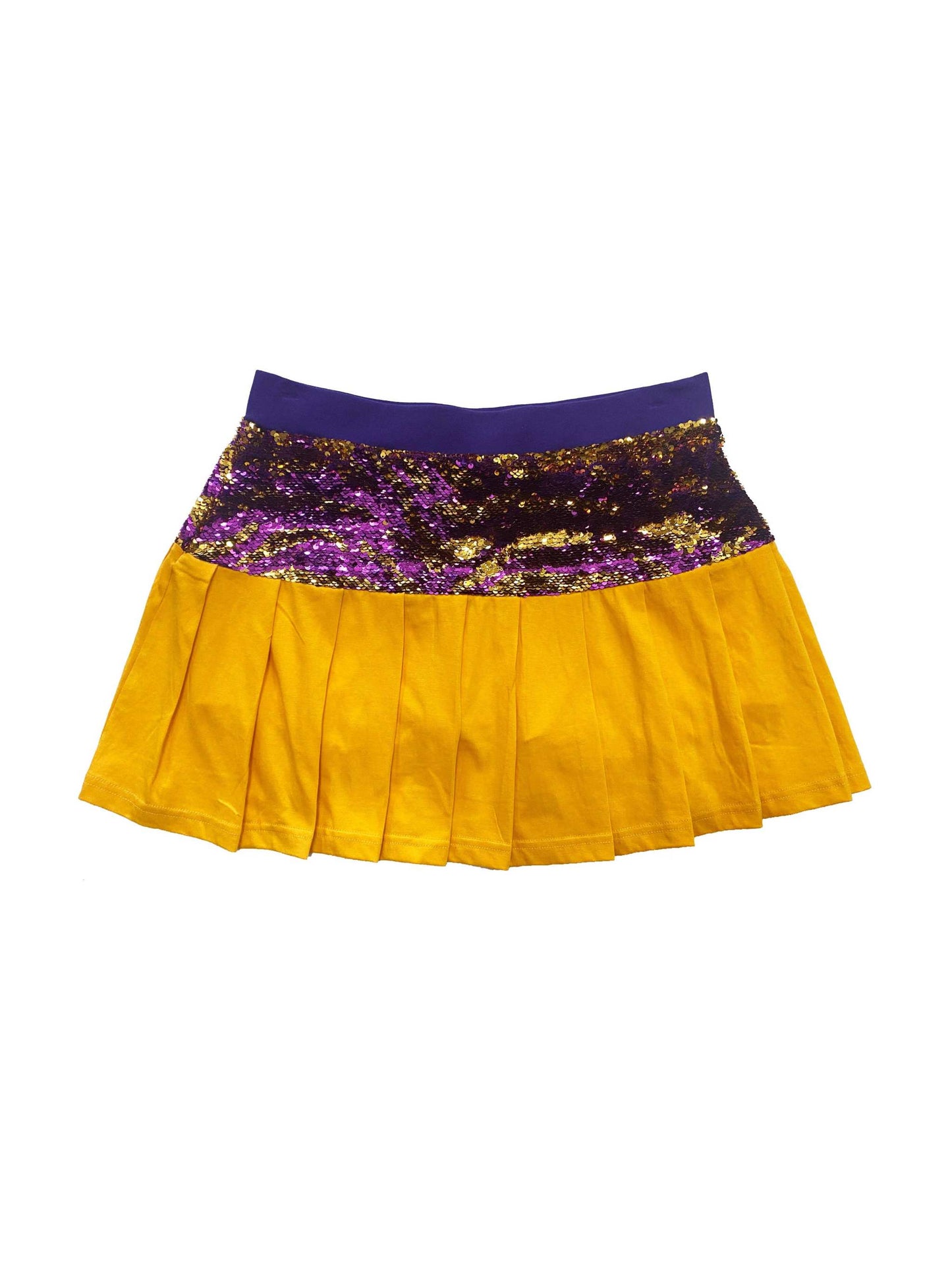 Mardi Gras Creations Purple and Gold Youth Skort with sequins.