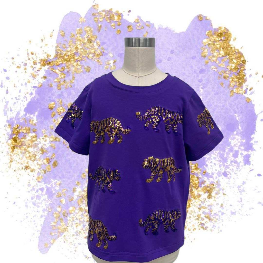 Outlet Purple Gucci Kids Tiger T-shirt