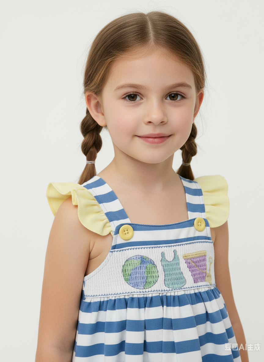 Smocked and embroidered Beach ball seaside dress