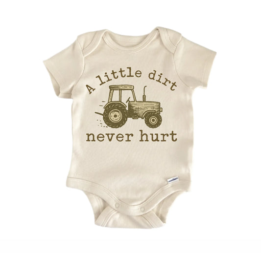 Dirt Farming Farmer Tractor Newborn Baby Onesie®