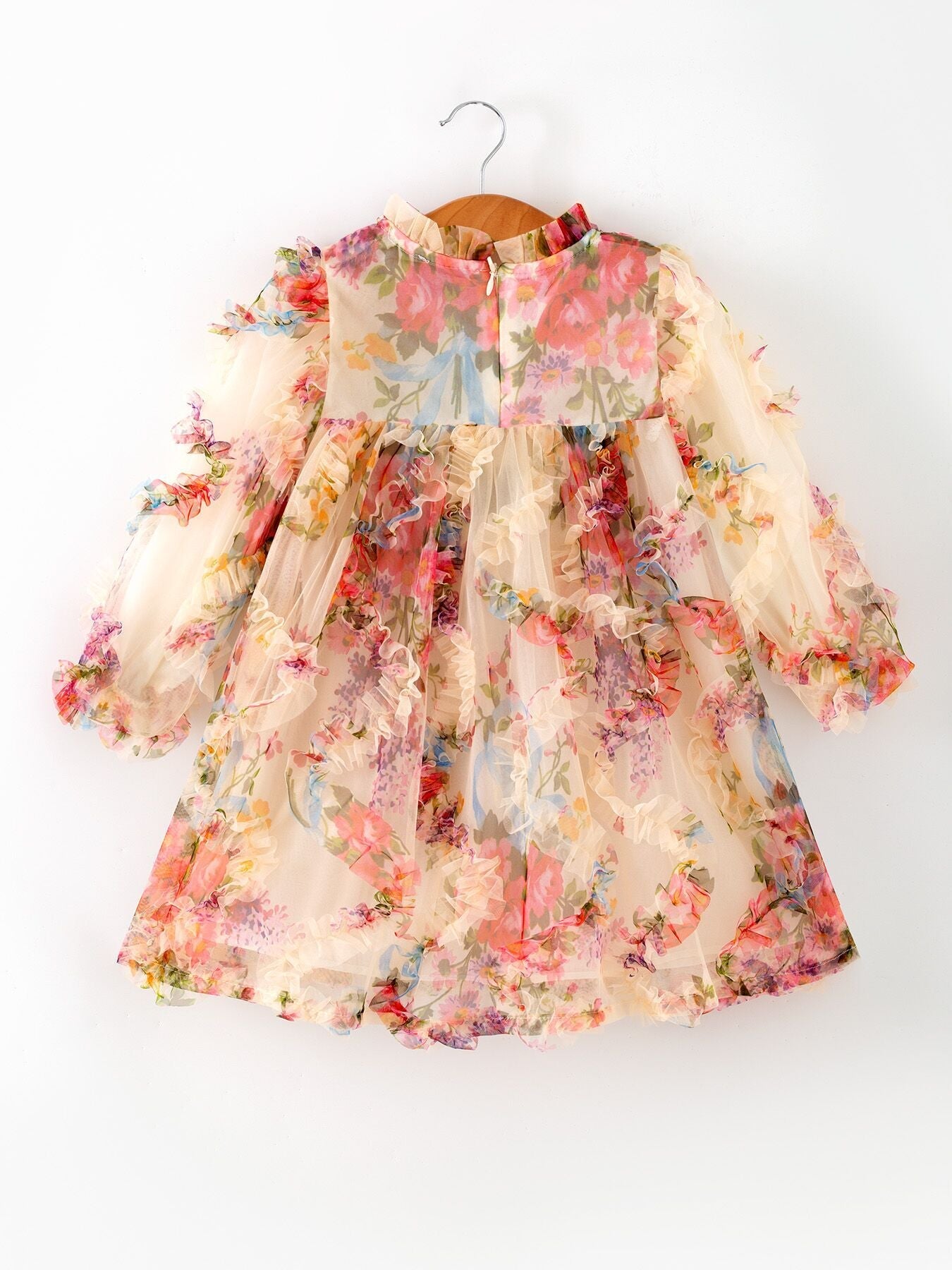 Pastel flower dress fabric close-up