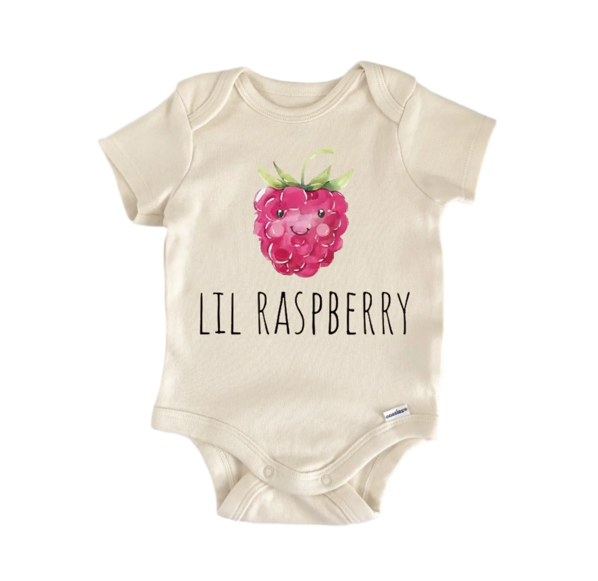 Raspberry berry newborn gift baby onesie front view