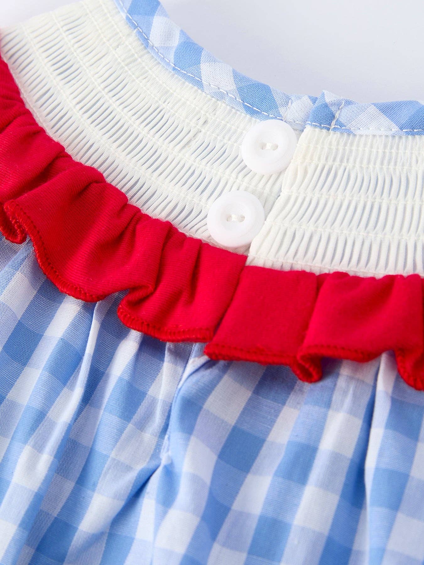 Rylee Faith Designs - Baby Girls Summer Strawberry Bow Embroidered Smocked Romper