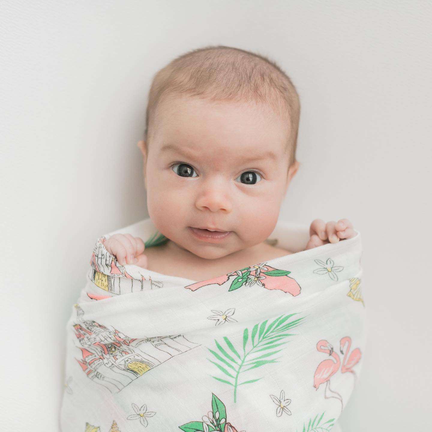 Gift Set: Florida Baby Muslin Swaddle Blanket and Burp Cloth/Bib Combo (Floral) detail view