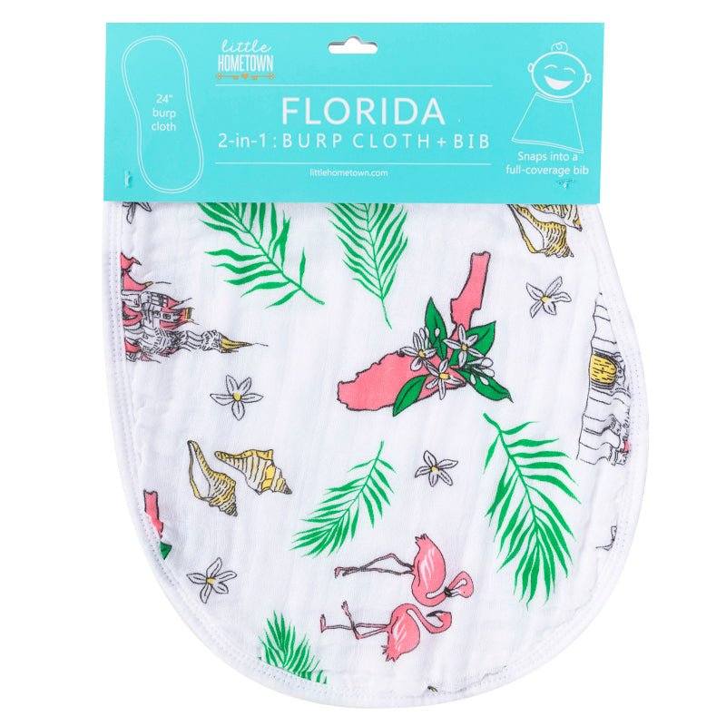 Gift Set: Florida Baby Muslin Swaddle Blanket and Burp Cloth/Bib Combo (Floral) side view