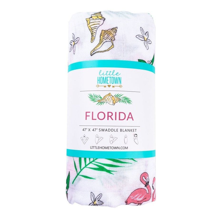 Gift Set: Florida Baby Muslin Swaddle Blanket and Burp Cloth/Bib Combo (Floral) styling detail