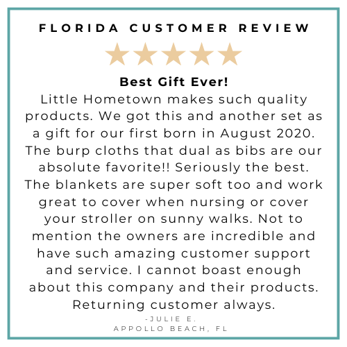 Gift Set: Florida Baby Muslin Swaddle Blanket and Burp Cloth/Bib Combo side view