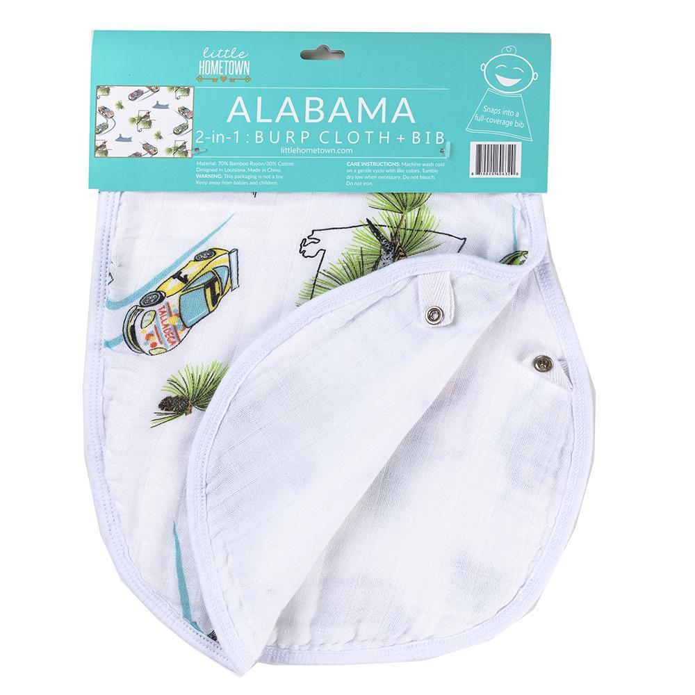 Gift Set: Alabama Baby Muslin Swaddle Blanket and Burp Cloth/Bib Combo