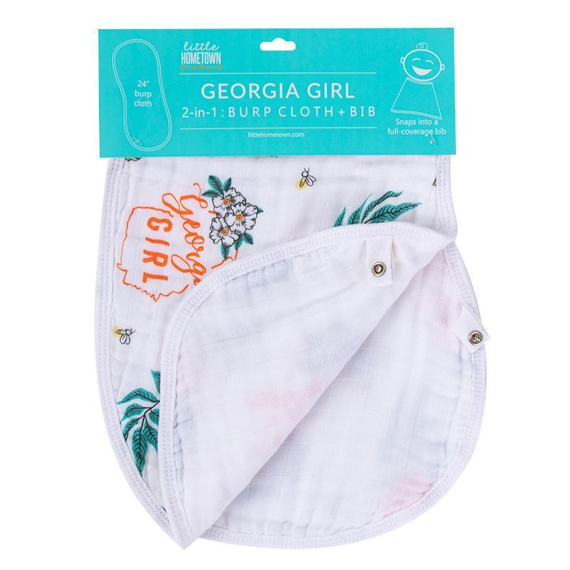 Gift Set: Georgia Girl Muslin Swaddle Blanket and Burp Cloth/Bib Combo