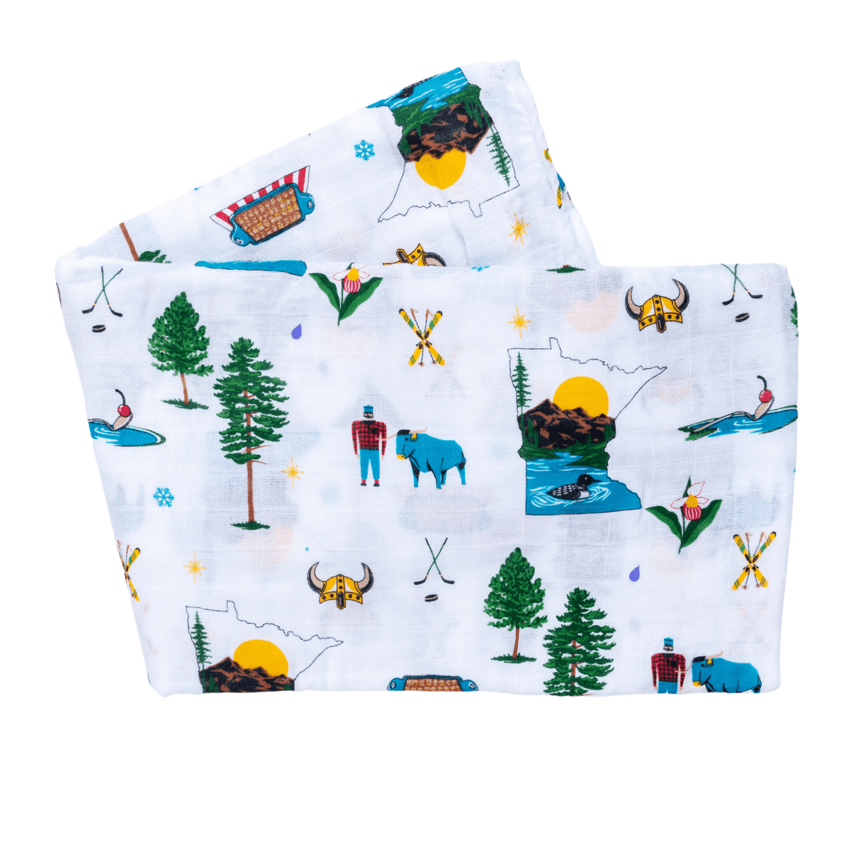 Gift Set: Minnesota Baby Muslin Swaddle Blanket and Burp Cloth/Bib Combo