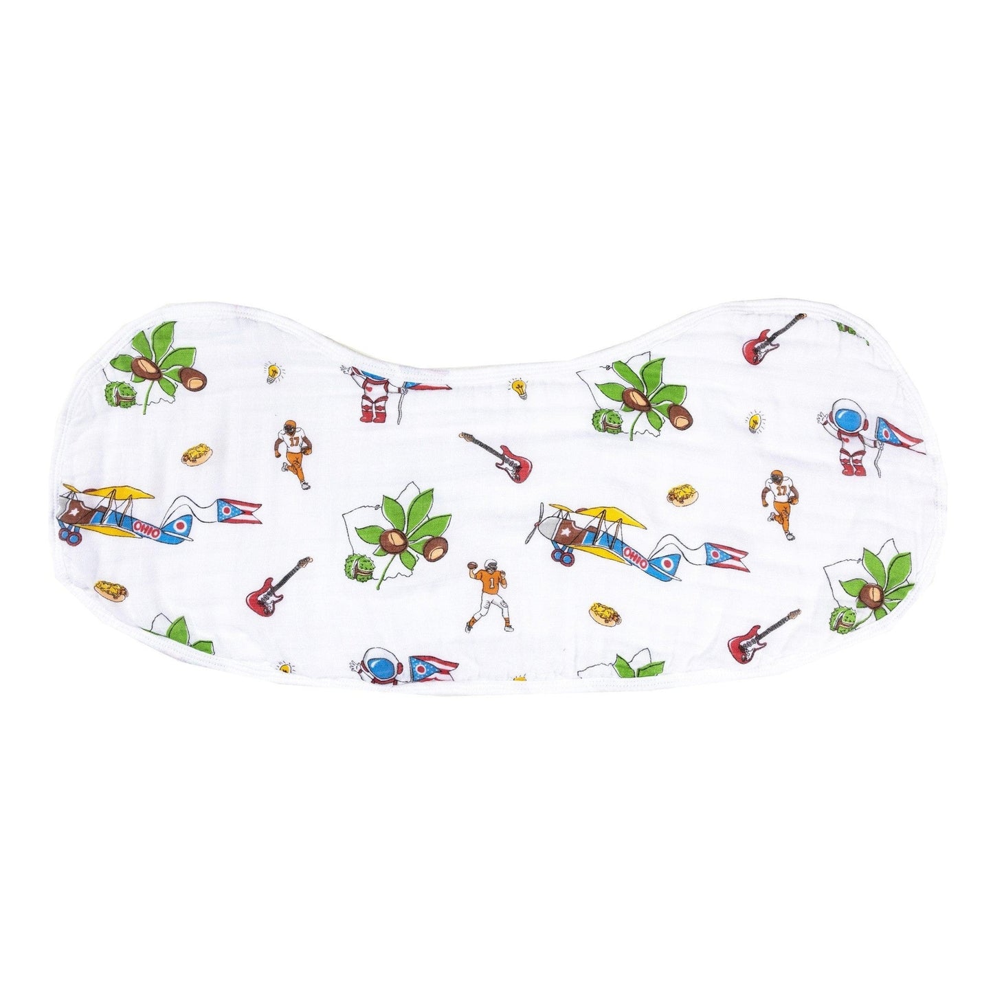 Gift Set: Ohio Baby Muslin Swaddle Receiving Blanket and Burp Cloth / Bib Combo