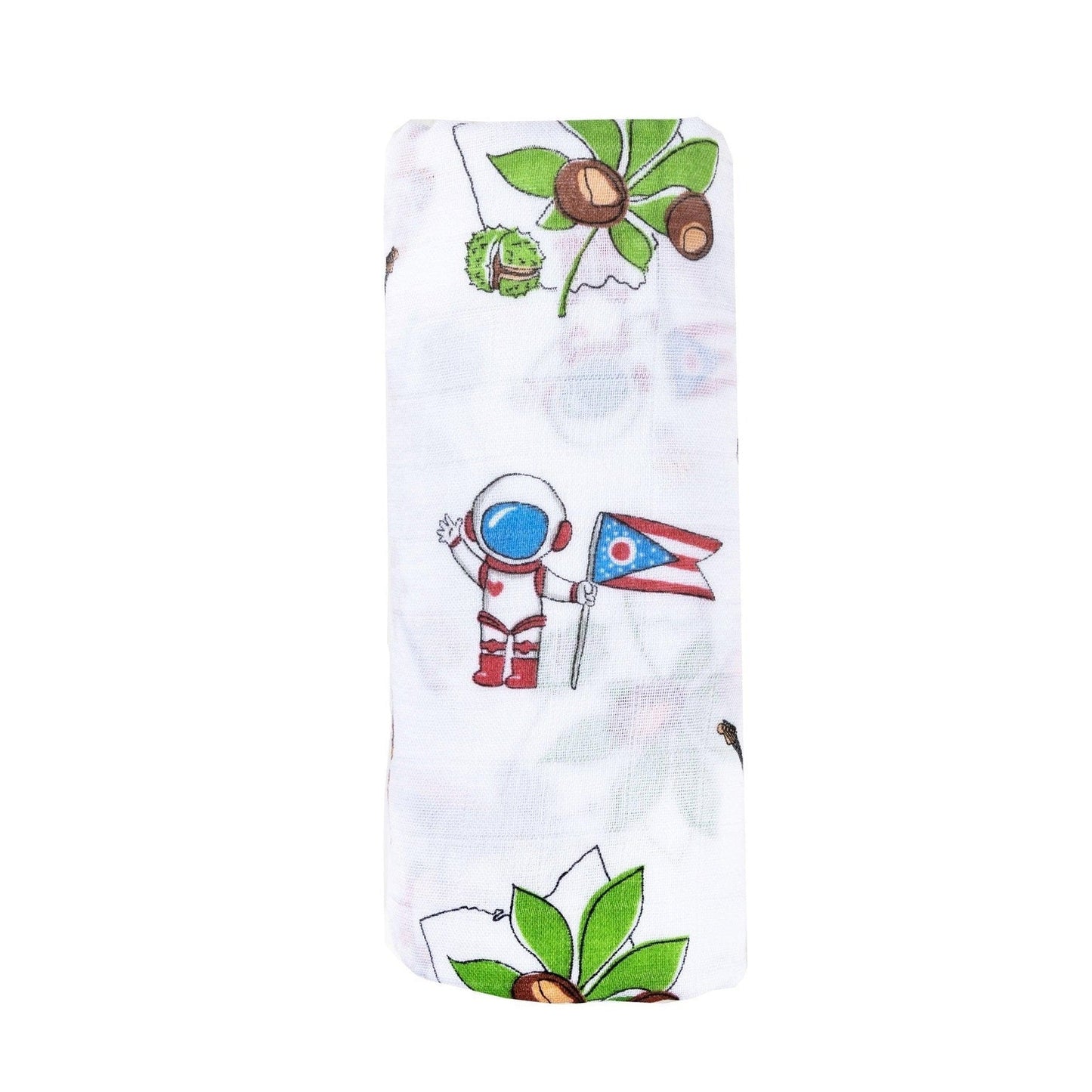 Gift Set: Ohio Baby Muslin Swaddle Receiving Blanket and Burp Cloth / Bib Combo
