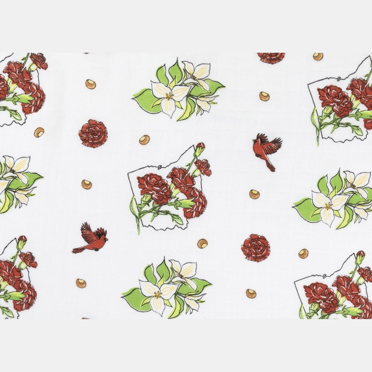 Gift Set: Ohio Baby Muslin Swaddle Receiving Blanket (Floral) and Burp/Bib Combo