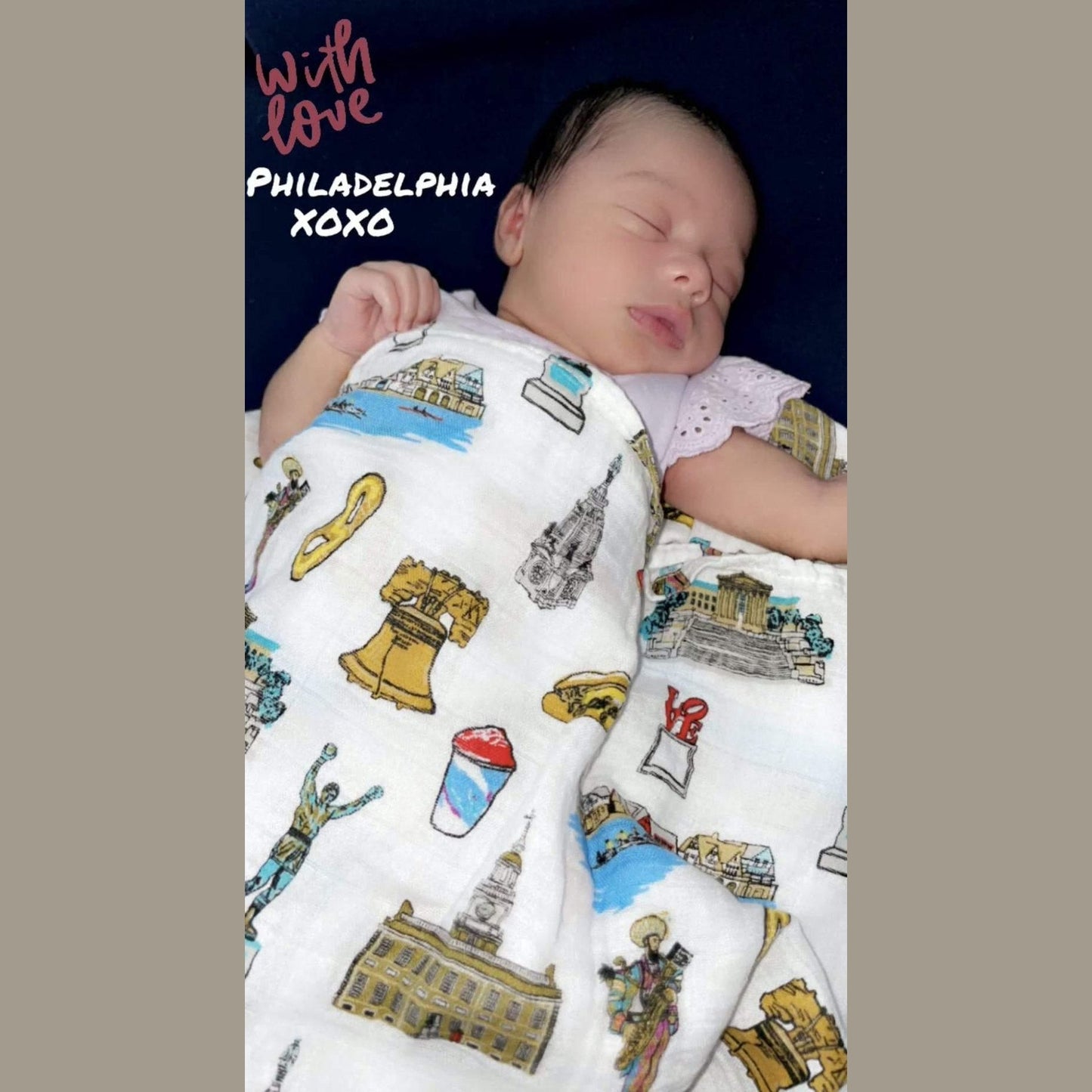 Gift Set: Philadelphia Baby Muslin Swaddle Blanket and Burp Cloth/Bib Combo