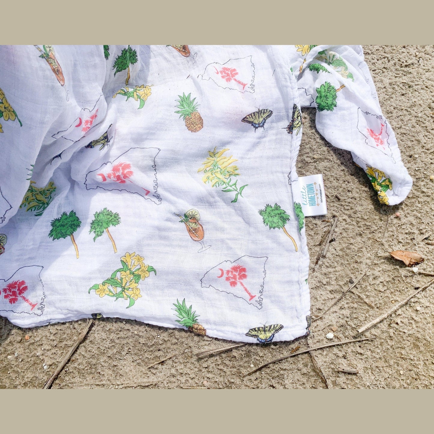 Gift Set: South Carolina Girl Baby Muslin Swaddle Blanket and Burp Cloth/Bib Combo