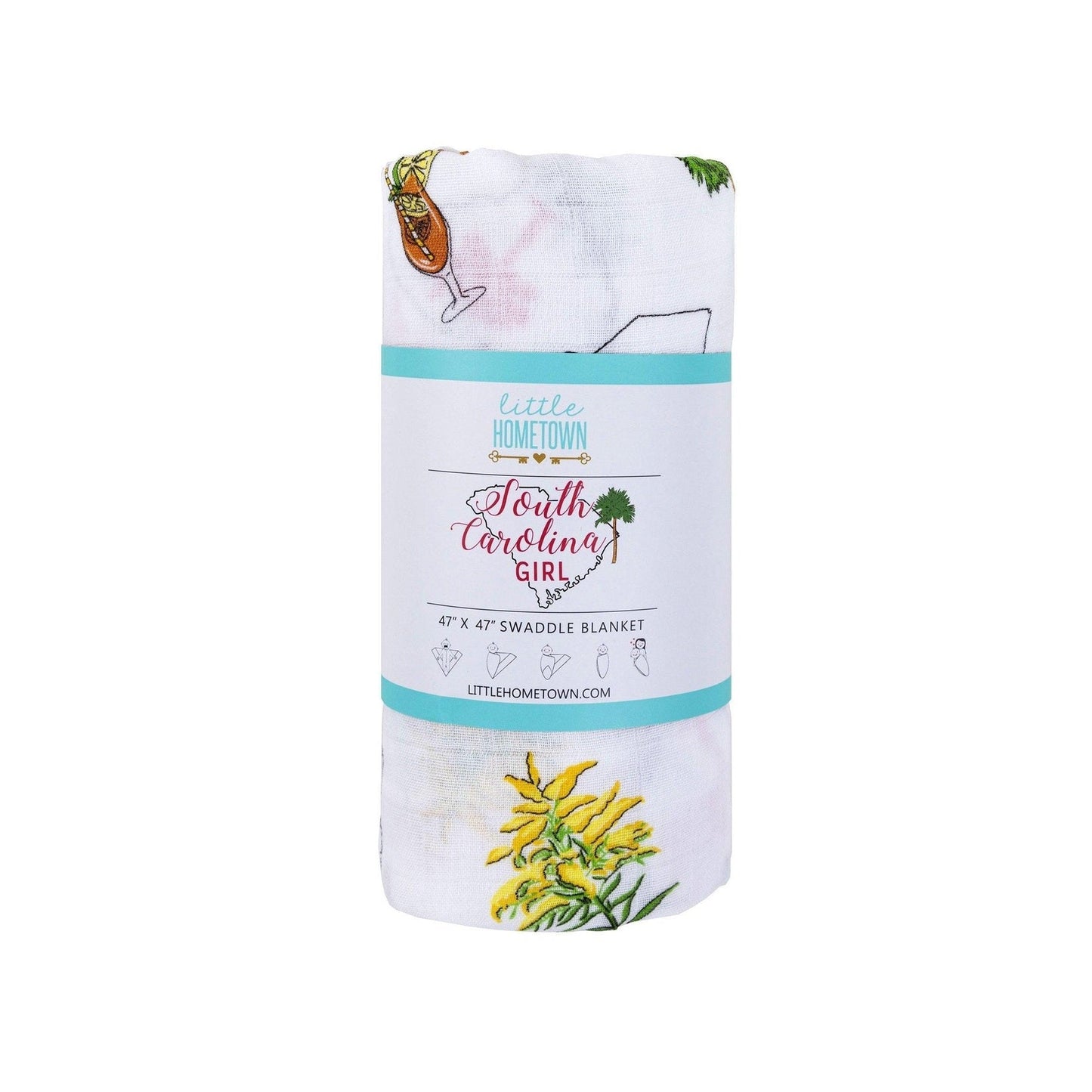 Gift Set: South Carolina Girl Baby Muslin Swaddle Blanket and Burp Cloth/Bib Combo