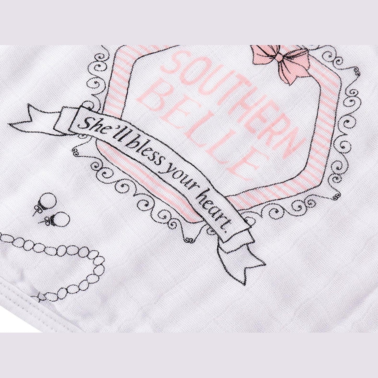Gift Set: Southern Belle Baby Muslin Swaddle Blanket and Burp Cloth/Bib Combo