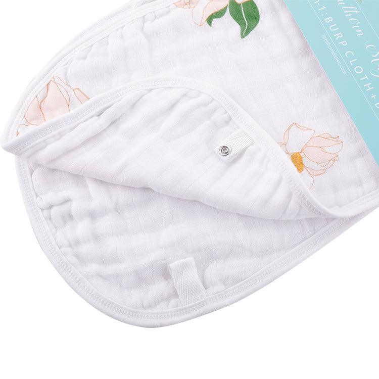 Gift Set: Southern Magnolia Baby Muslin Swaddle Blanket and Burp Cloth/Bib Combo