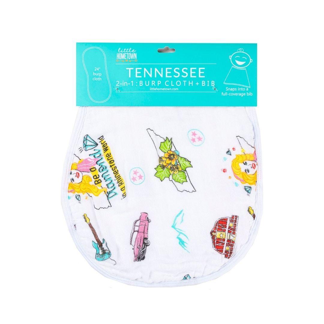 Gift Set: Tennessee Baby Muslin Swaddle Blanket and Burp Cloth/Bib Combo (Floral)