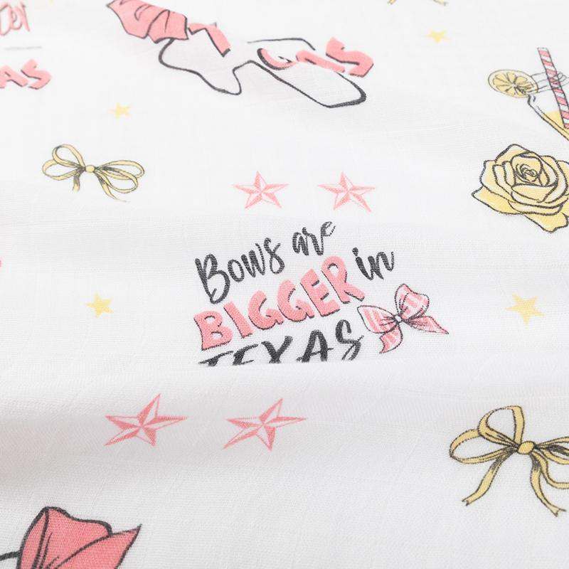 Gift Set: Texas Baby Girl Muslin Swaddle Blanket and Burp Cloth/Bib Combo additional product view