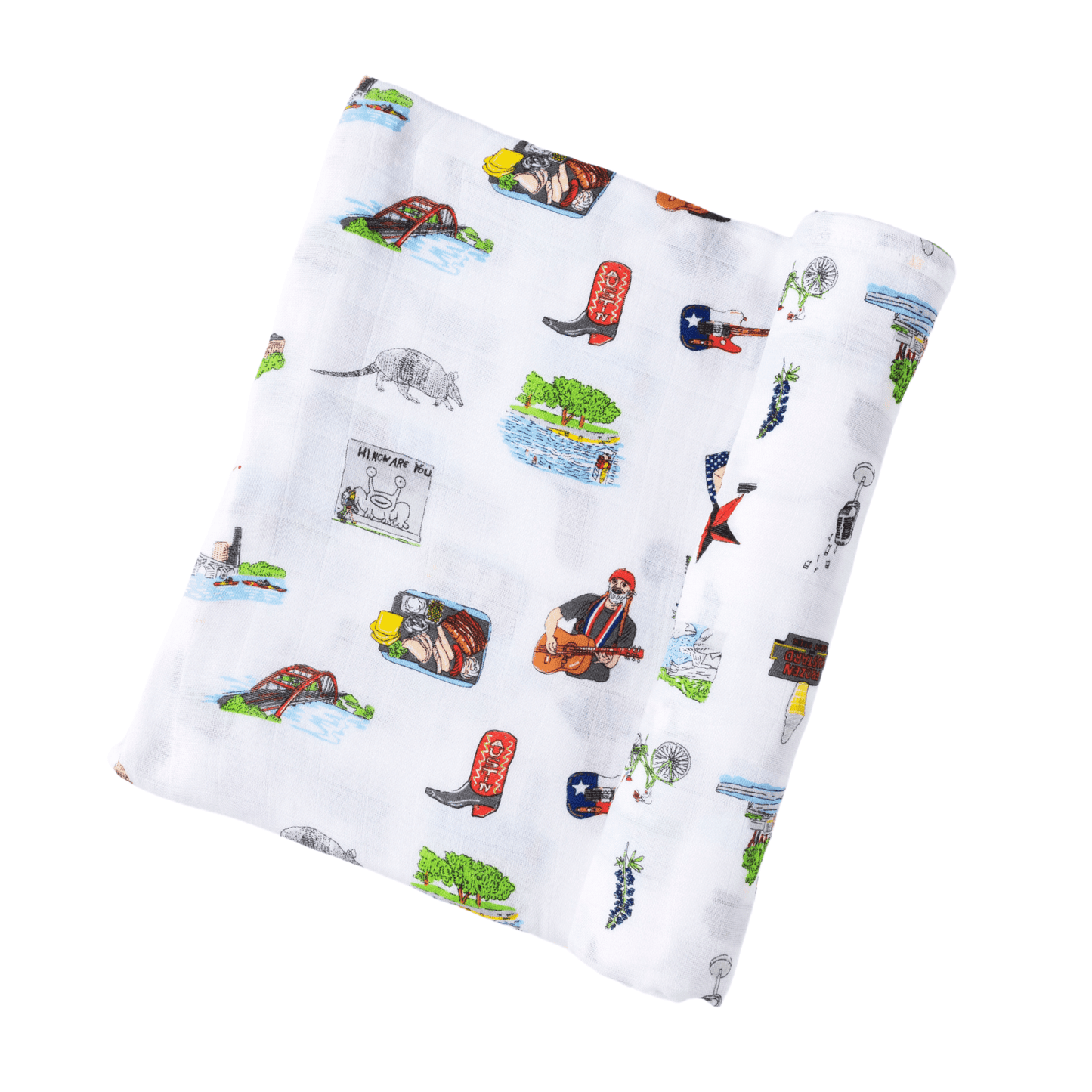 GiftSet: Austin Baby Muslin Swaddle Blanket and Burp Cloth/Bib Combo