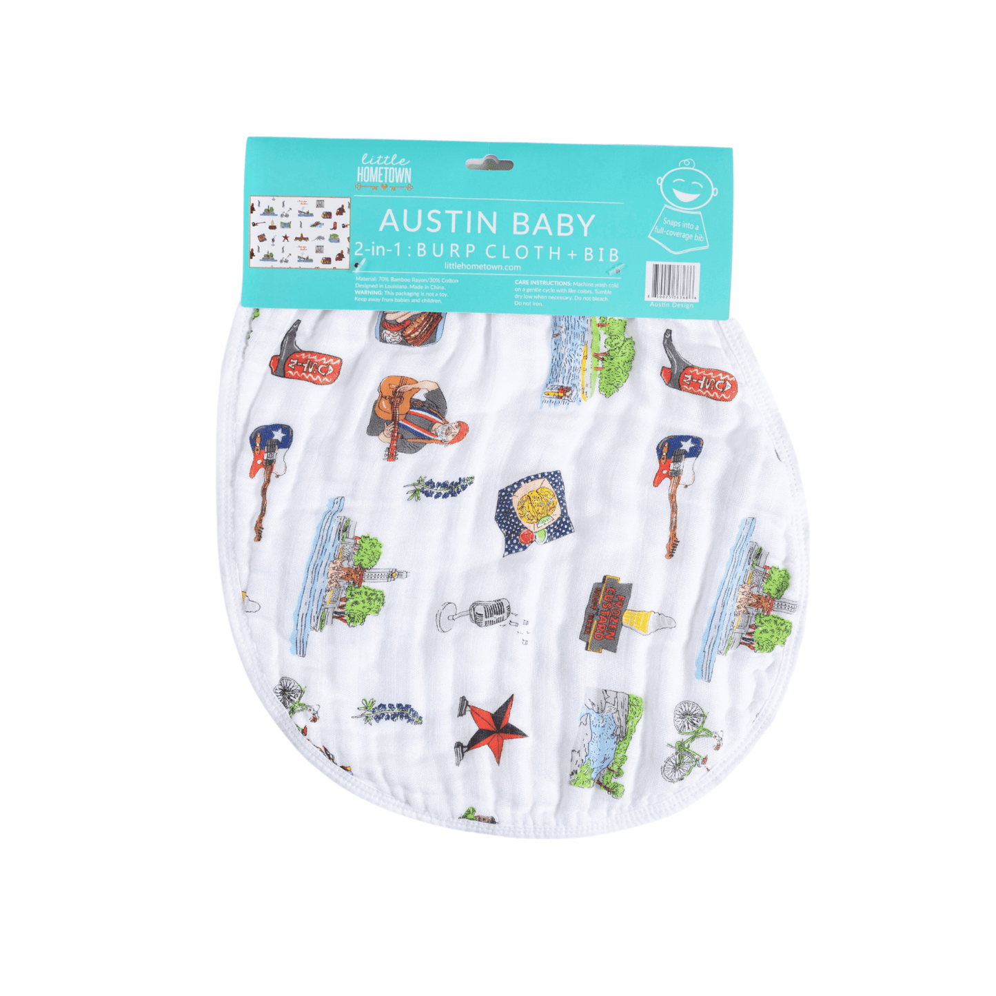 GiftSet: Austin Baby Muslin Swaddle Blanket and Burp Cloth/Bib Combo