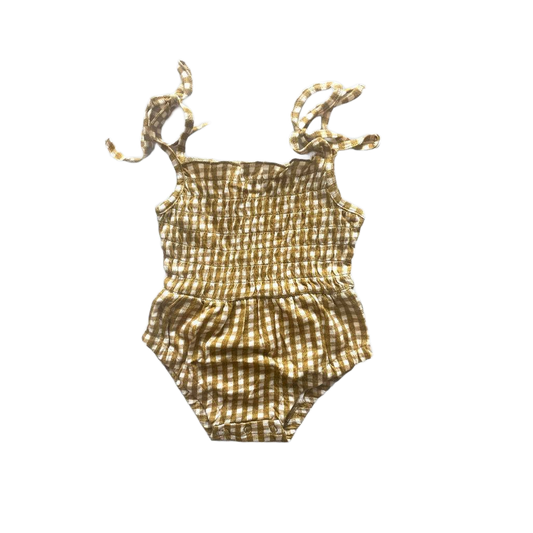 Emma Grace Shoppe Gold Gingham Bubble Romper