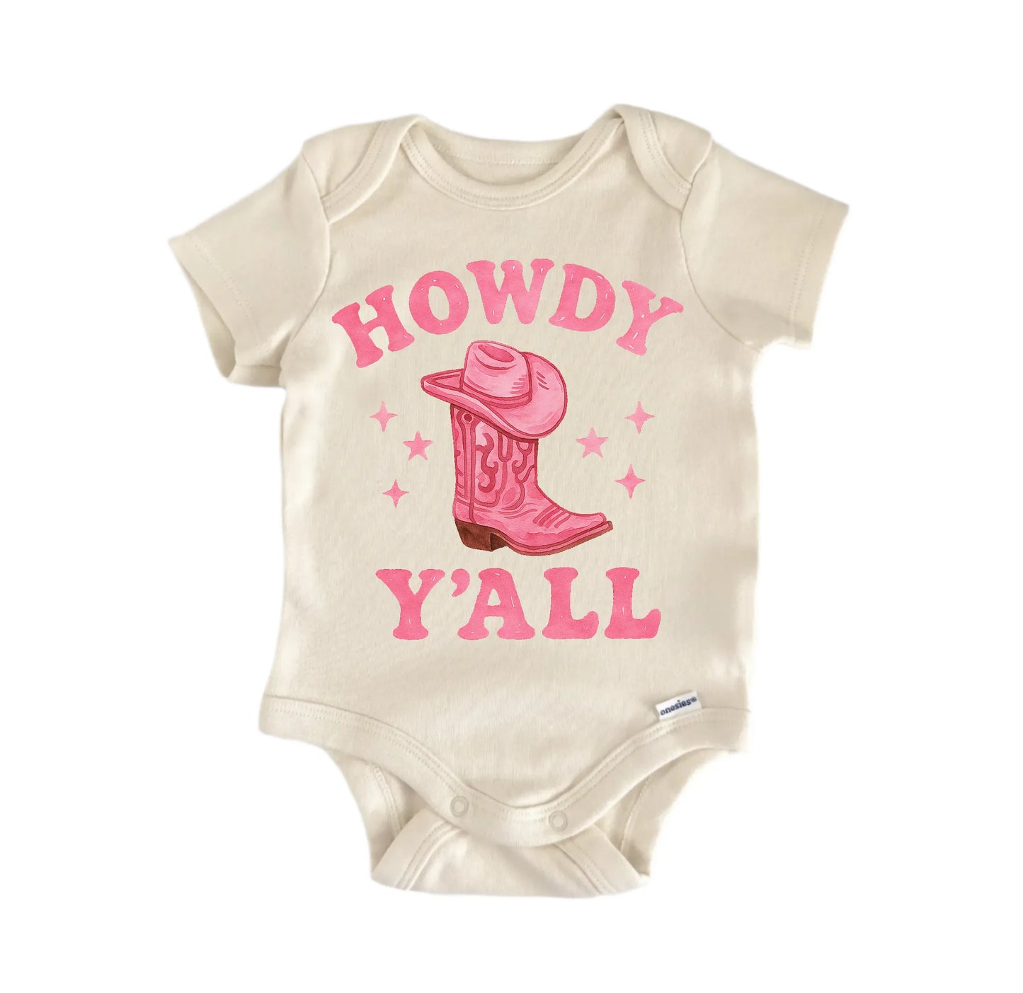 Howdy Yall Pink Boots Cowgirl Newborn Baby Onesie® Onesie®