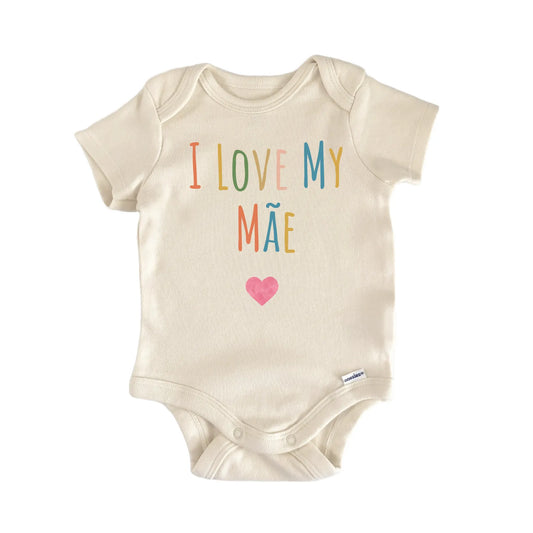 I Love My Me newborn baby onesie with easy snap closure, front view