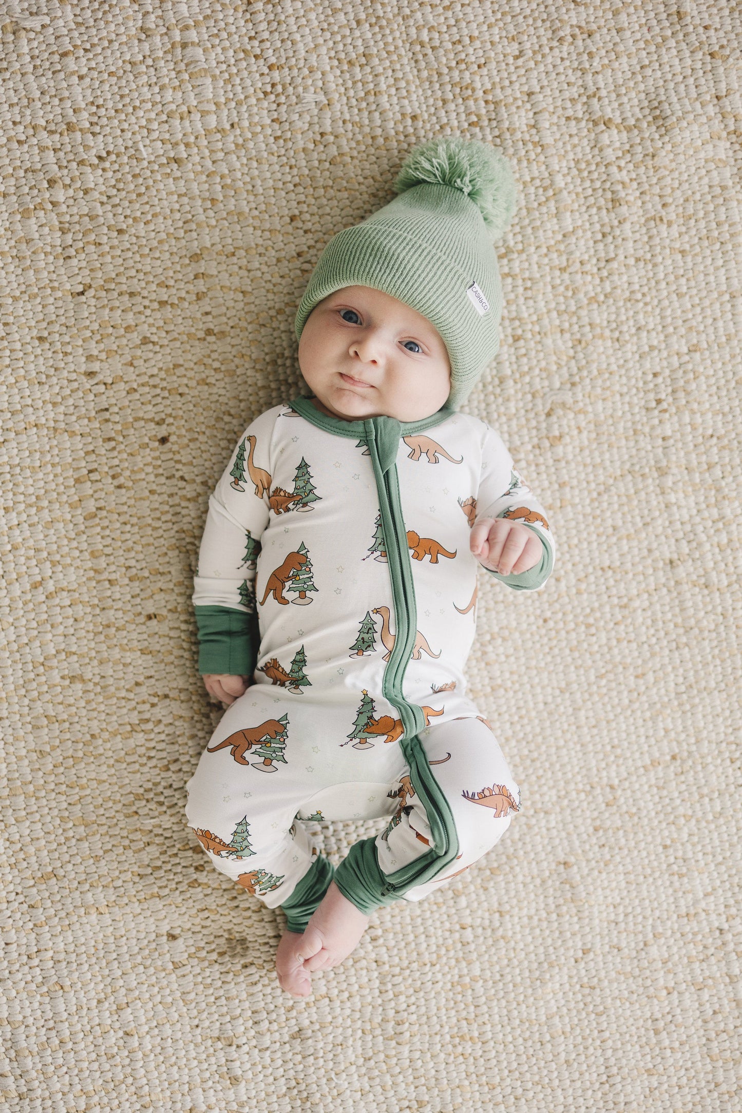 Christmas Tree-Rex Dino Bamboo Zippy Romper *Newborn left