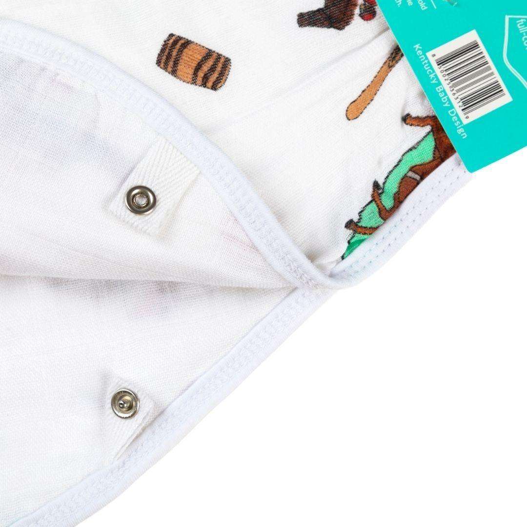 Gift Set: Kentucky Baby Muslin Swaddle Blanket and Burp Cloth/Bib Combo full length view
