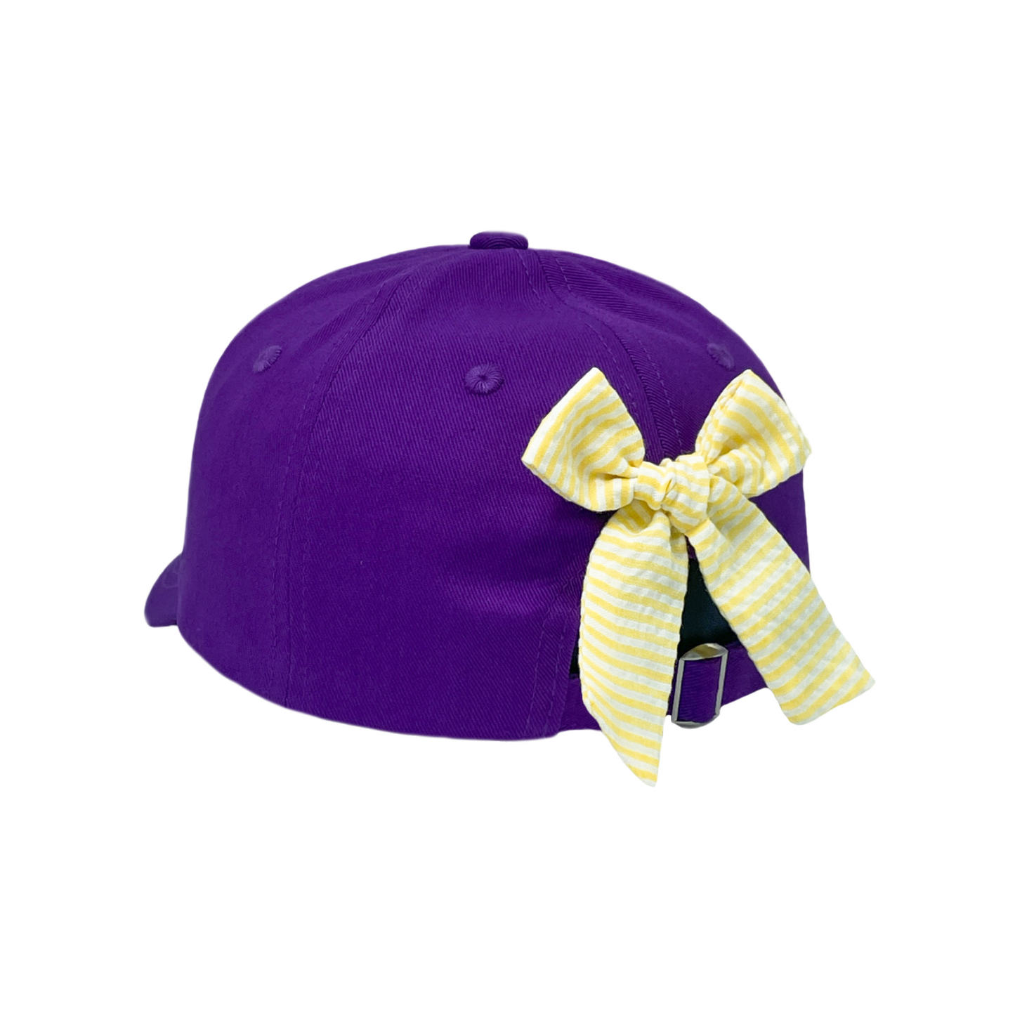 LSU Tigers bow baseball hat with seersucker bow, detail view