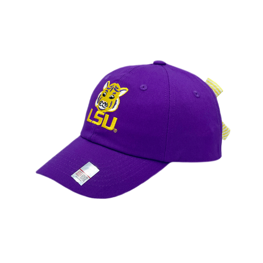 Lsu youth ballcap with yellow bow front view