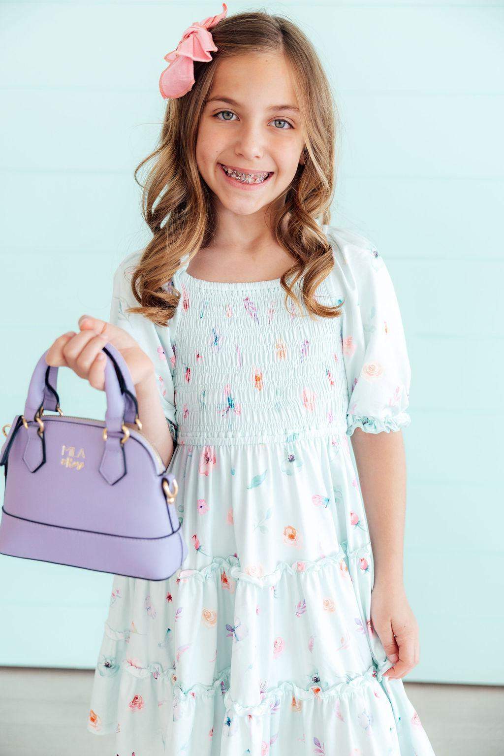 Butterfly Ballet Smocked Ruffle Dress front view