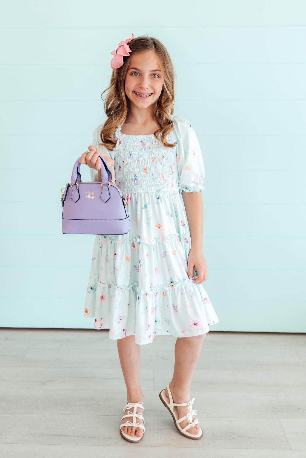 Butterfly Ballet Smocked Ruffle Dress back view