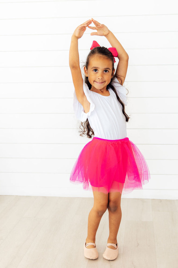 Hot pink tutu shorts back view